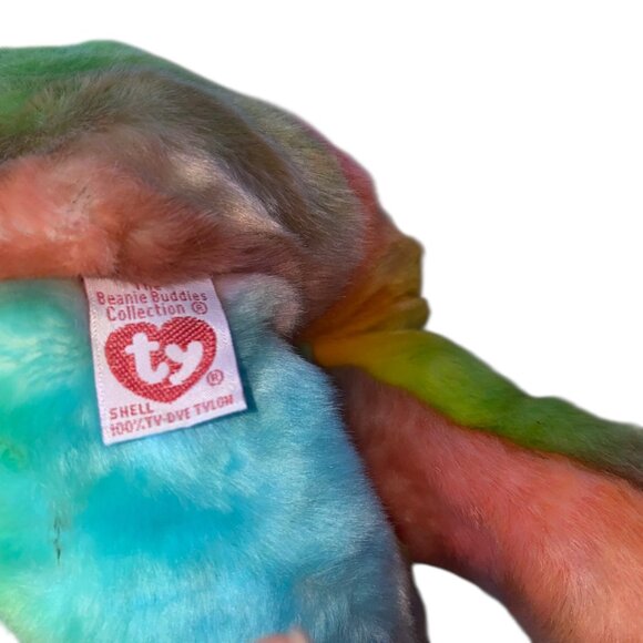 Ty Beanie Buddies Collection Peace Bear Plush 1999 14” Tie Dye Smoke-Free Home - Picture 4 of 13